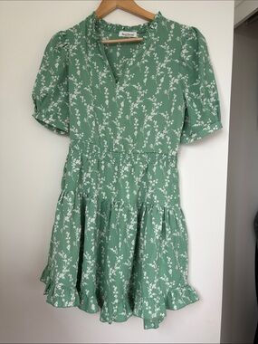 Heartloom Mint Green Floral Ruffle Dress